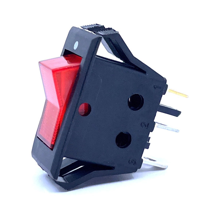 Kolískový vypínač ON-OFF červený podsvetlený, 16A, 250V