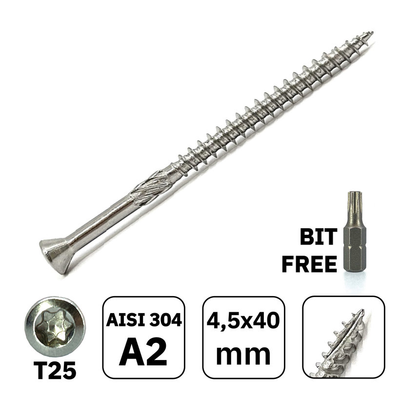 Skrutka terasová A2 4,5x40mm 100ks