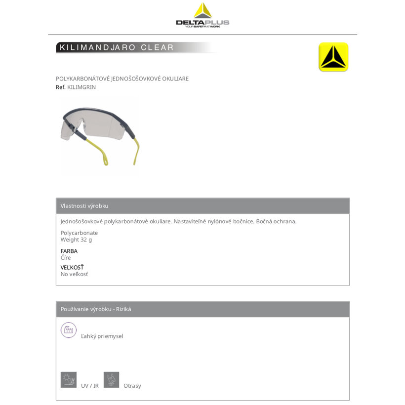 Pracovné okuliare KILIMANDJARO CLEAR
