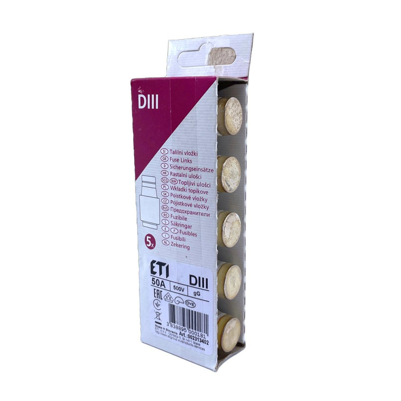 DIII T 50A valcová poistka pomalá