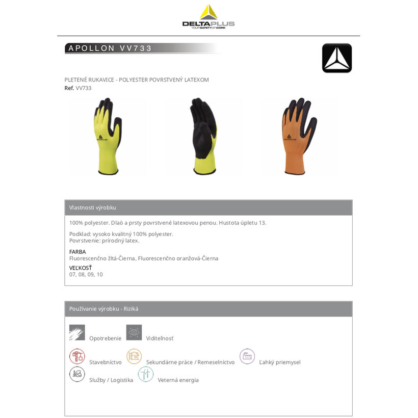 Pracovné rukavice APOLLON VV733 žlté 09