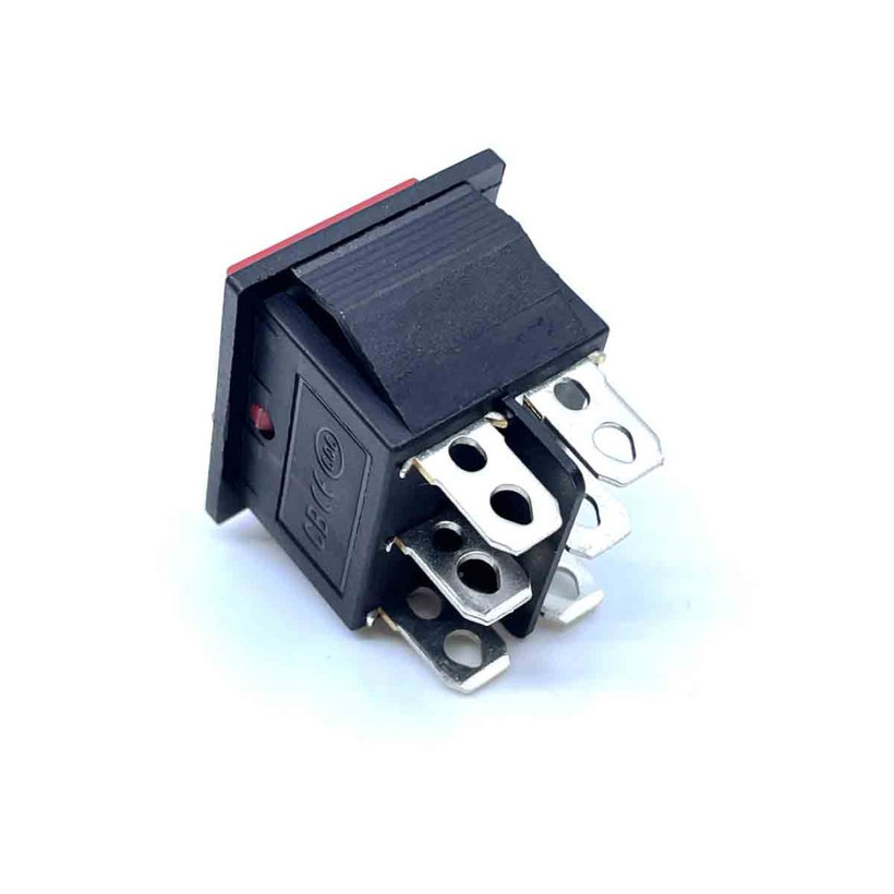 Kolískový prepínač 3-poloh., červený, I-0-II