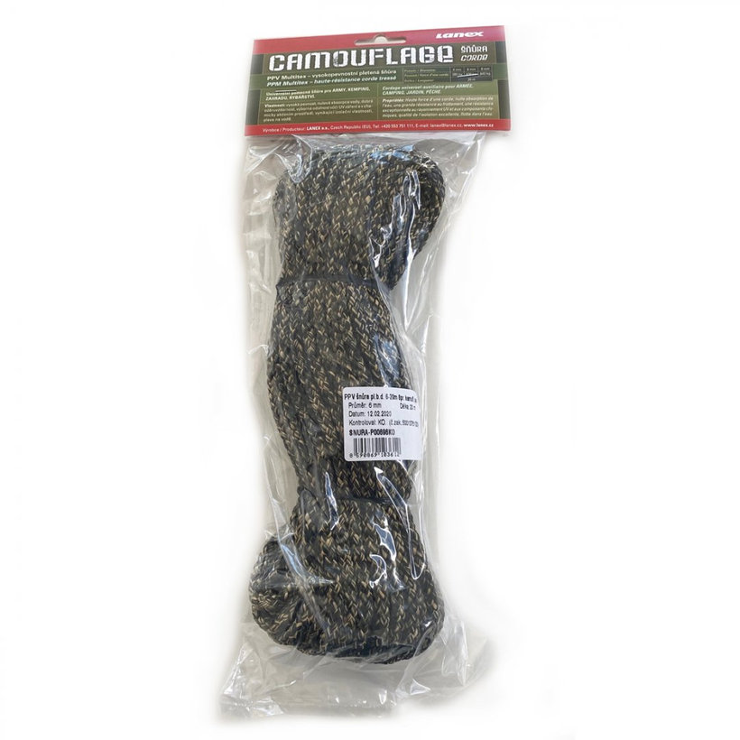 Polypropylénová šnúra pletená bez jadra CAMOUFLAGE 20m 8mm