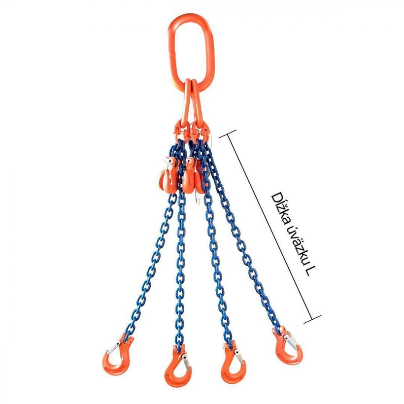 Reťazový záves oko-4 hák tr 100 so skracovačom (5,5 m, 14 000/10 000 kg, 13 mm)
