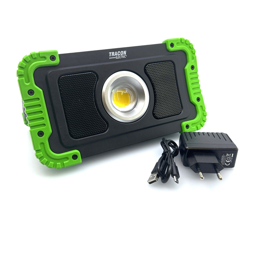 Akumulátorový montážny LED reflektor s reproduktorom Bluetooth