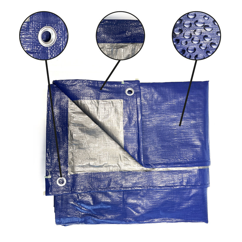 Plachta zakrývacia 2x8m modro-strieborná 200g/m²