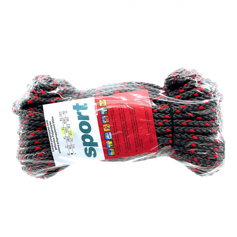 Polypropylénová šnúra pletená bez jadra farebná 15m 8mm