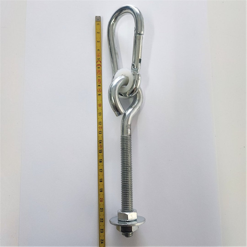 Hák hojdačkový s karabínou pozinkovaný M12x230mm