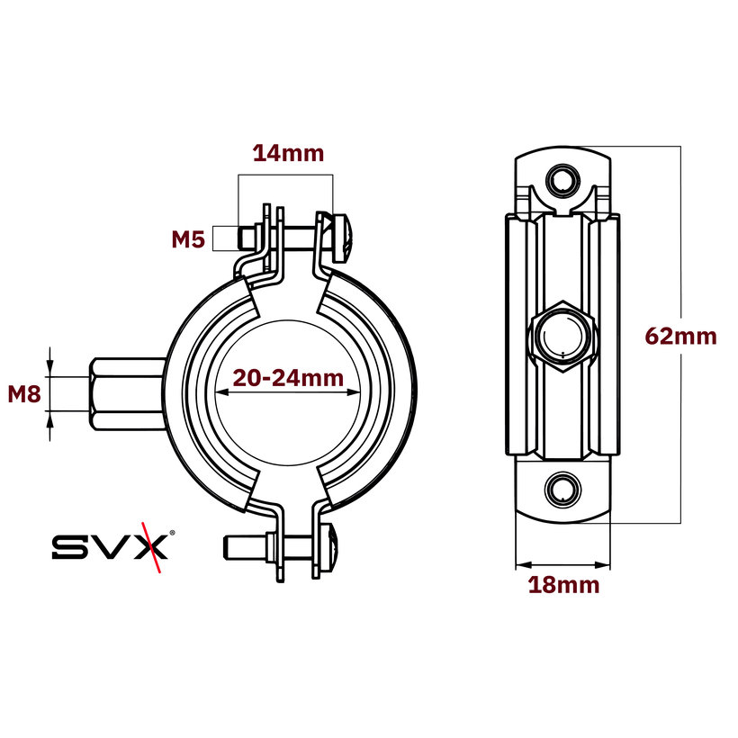 Objímka dvojskrutková 20-24mm