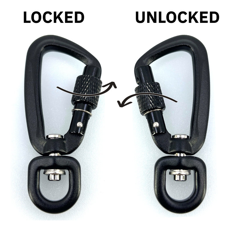 Hliníková karabína so skrutkou 66mm - čierna