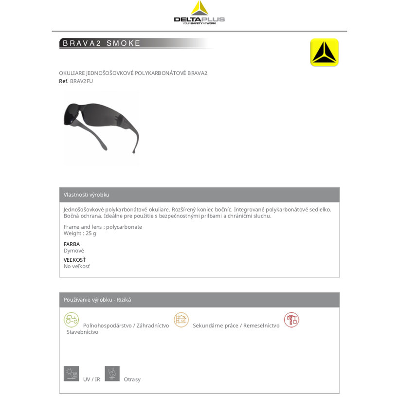 Pracovné okuliare BRAVA2 SMOKE