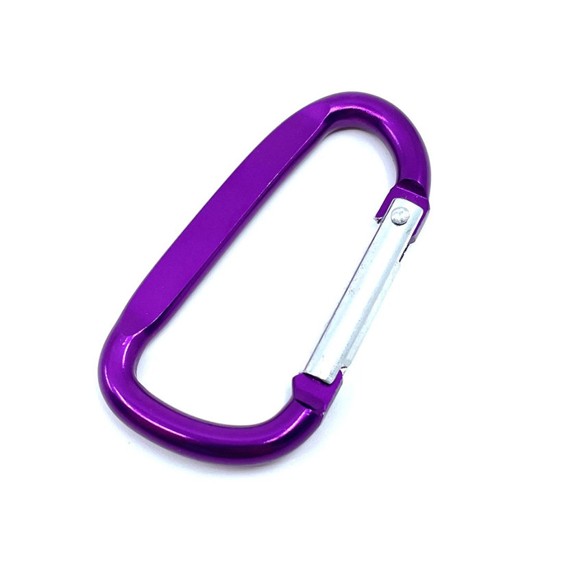 Karabína hliníková tvar D - fialová 6mm