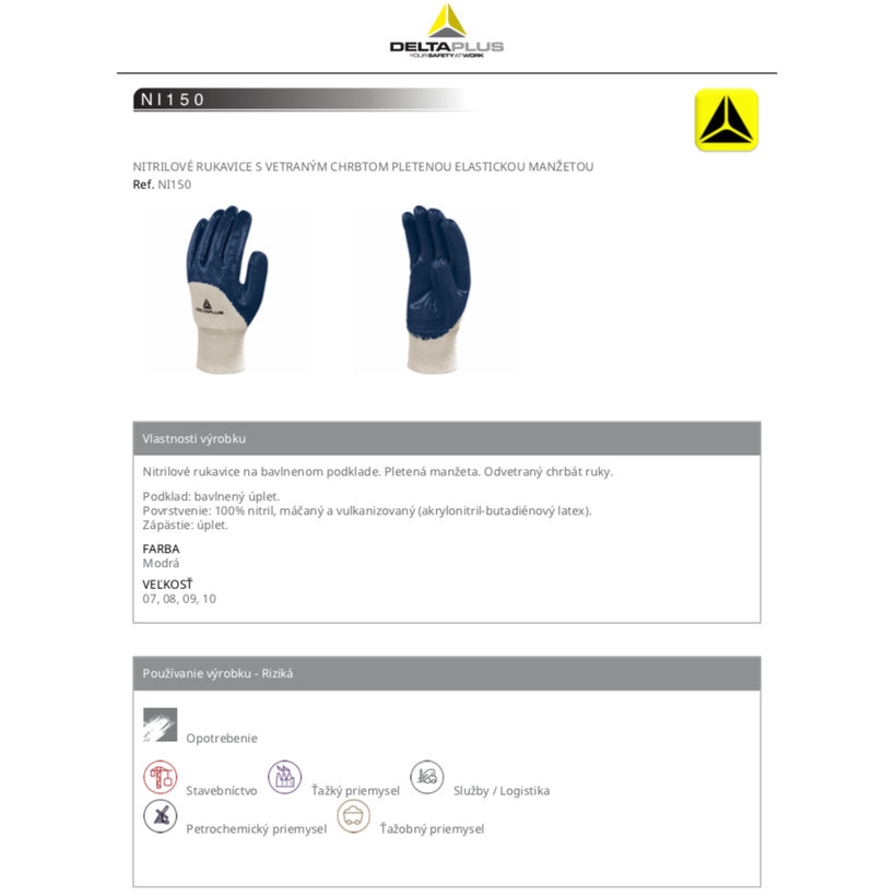 Pracovné rukavice NI150 07