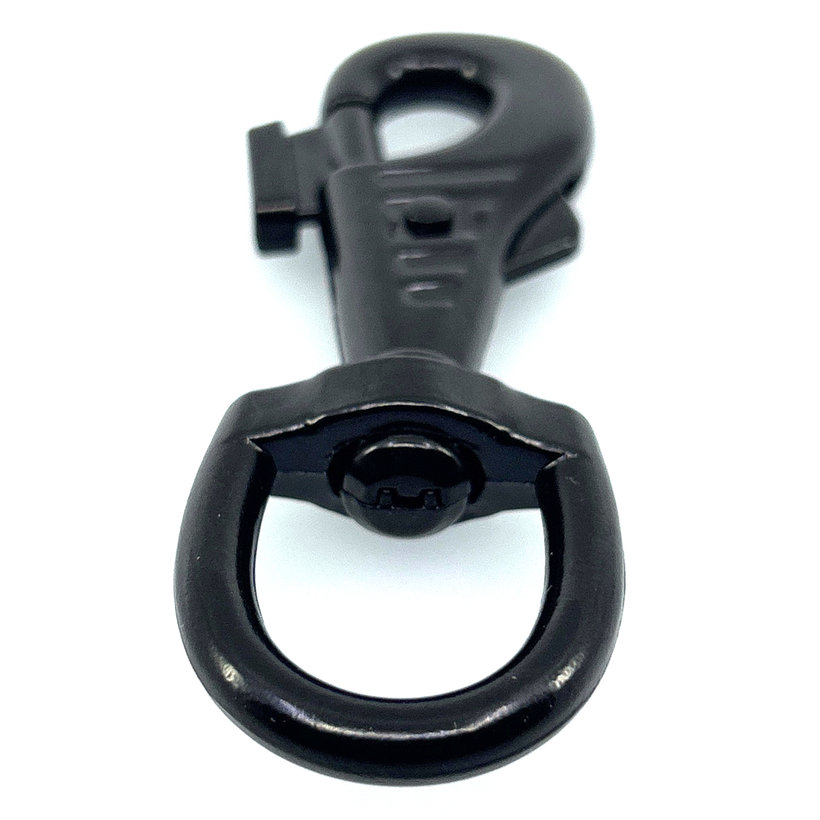 Karabína zdobená s poistkou - čierna 88x20mm