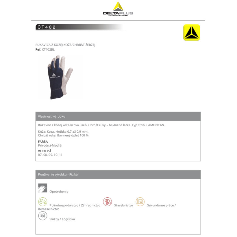 Pracovné rukavice CT402 kombinované 08