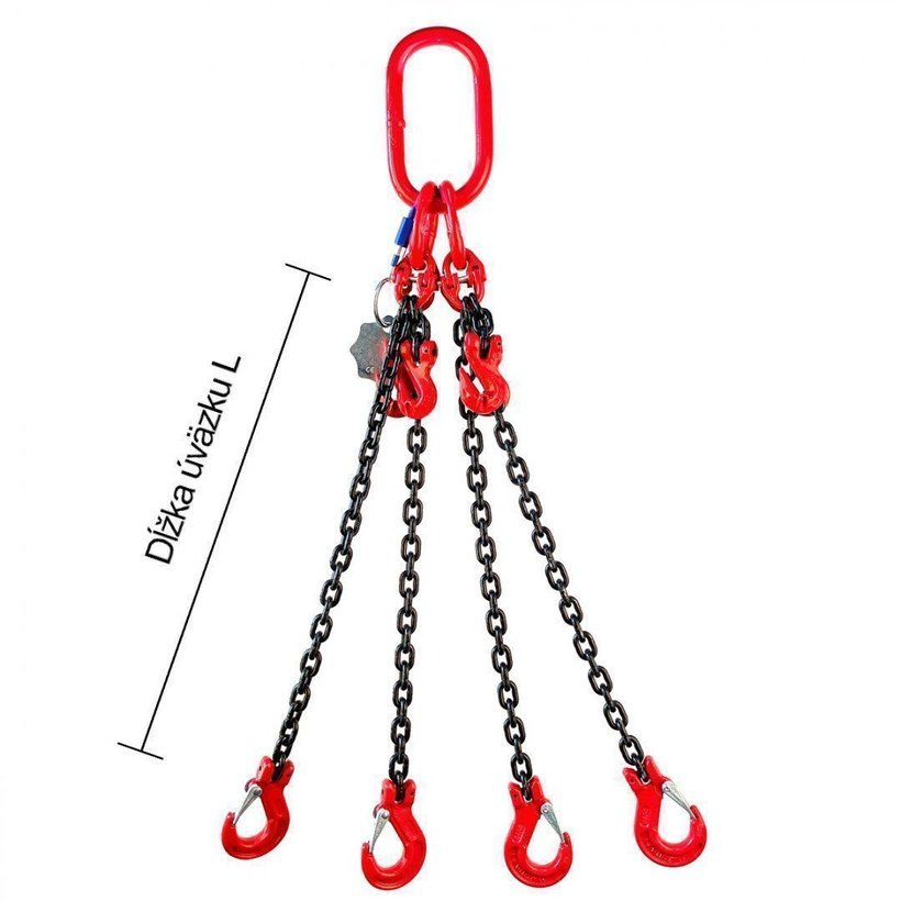 Reťazový záves oko-4 hák tr 80 so skracovačom (5m, 11 200/8000 kg, 13mm)
