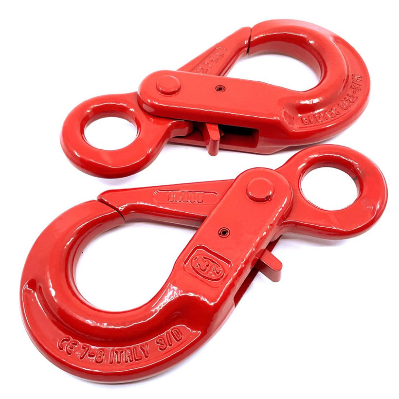 Samozaisťovací hák s okom tr 80 červený 6mm