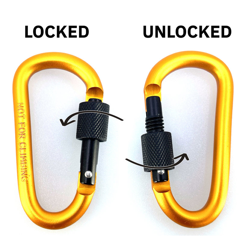 Hliníková karabína s poistkou - žltá