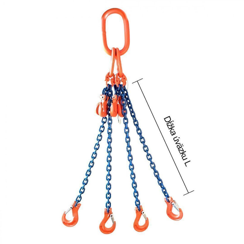 Reťazový záves oko-4 hák tr 100 so skracovačom (8 m, 3000/2120 kg, 6 mm)