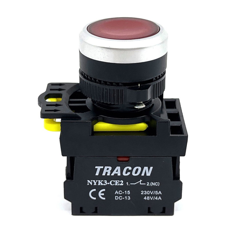 Tlačidlový spínač podsvietený červený