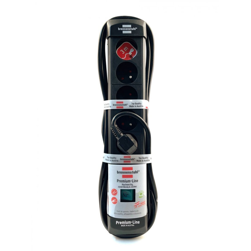 Predlžovací kábel 6-zásuvkový s vypínačom čierna 3m