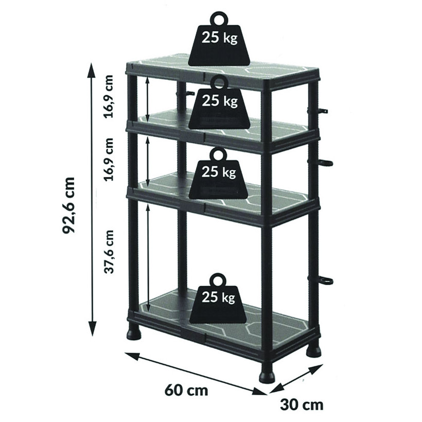 Plastový regál 60x30x92,6cm - 4 police