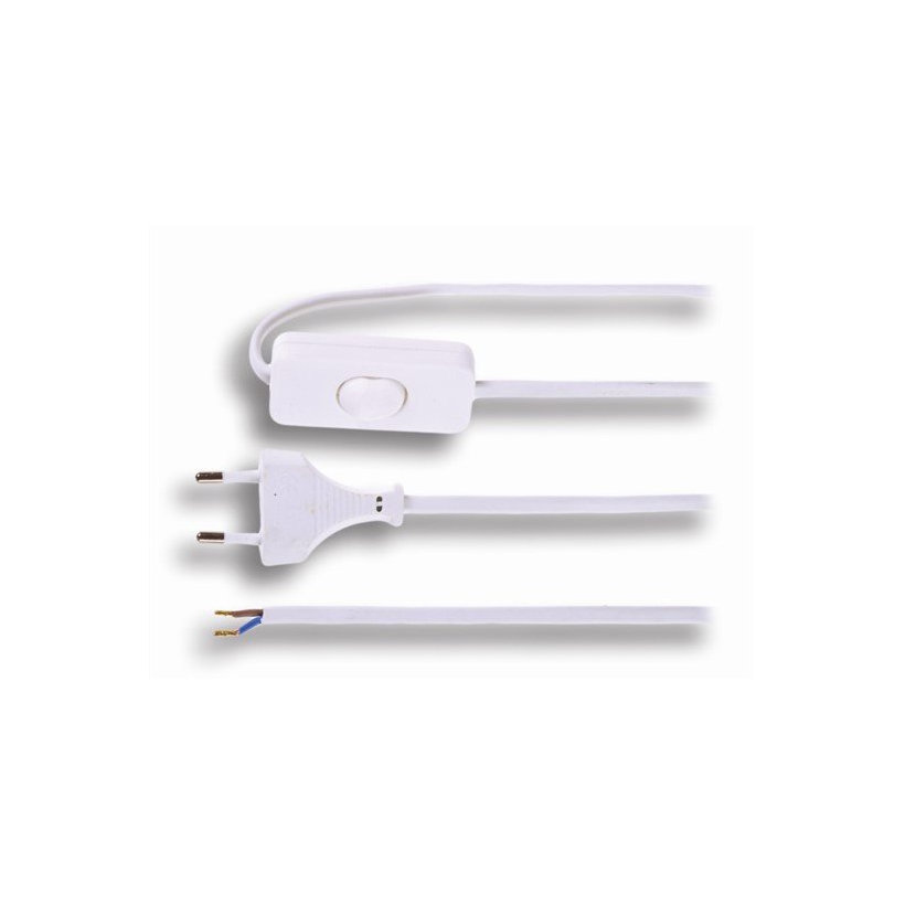 Flexo šnúra 3m 2x0,75 biela plochá - vypínač