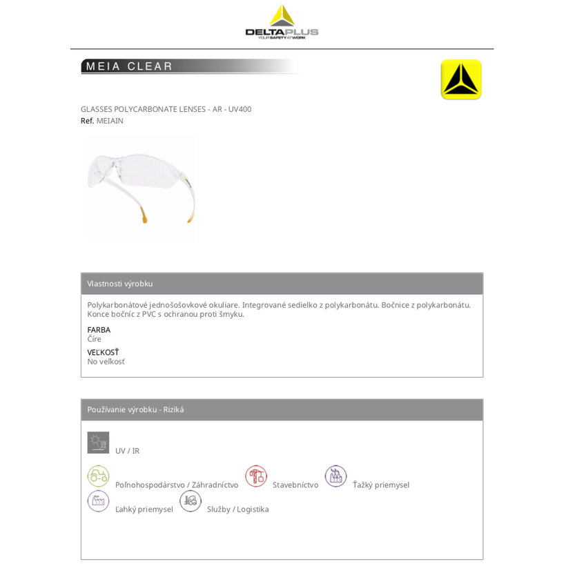 Pracovné okuliare MEIA CLEAR