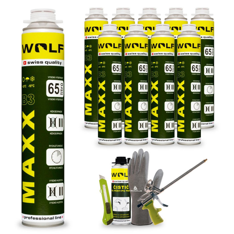 Montážna (PUR) pena MAXX pištoľová NÍZKOEXPANZNÁ - 10 ks MEGA PACK 850ml