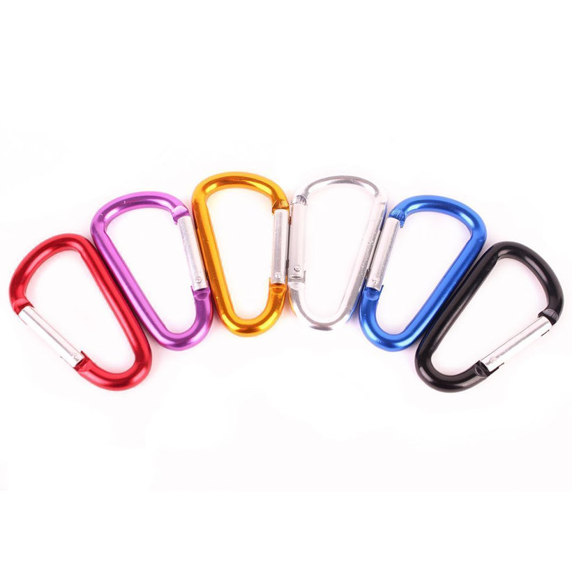 Karabína hliníková tvar D - oranžová 6mm