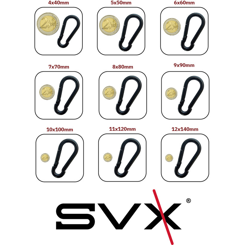 Karabína hasičská DIN 5299C čierna 12mm