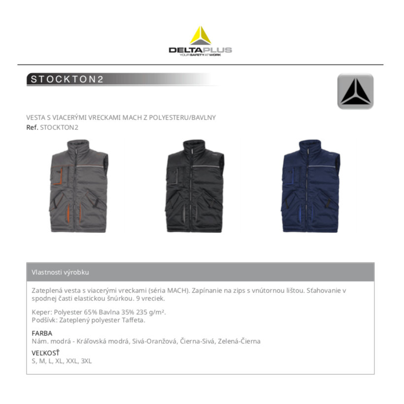 Pracovná vesta STOCKTON2 modrá 3XL
