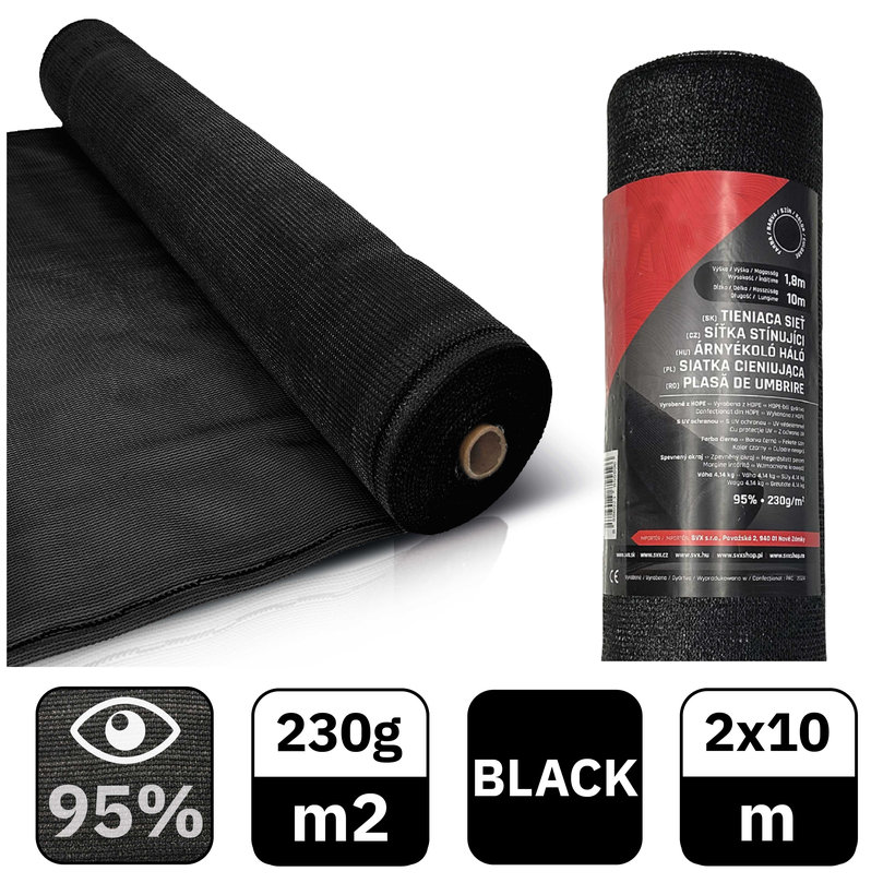 Tieniaca sieť čierna 95% - dĺžka 10m - výška 2m