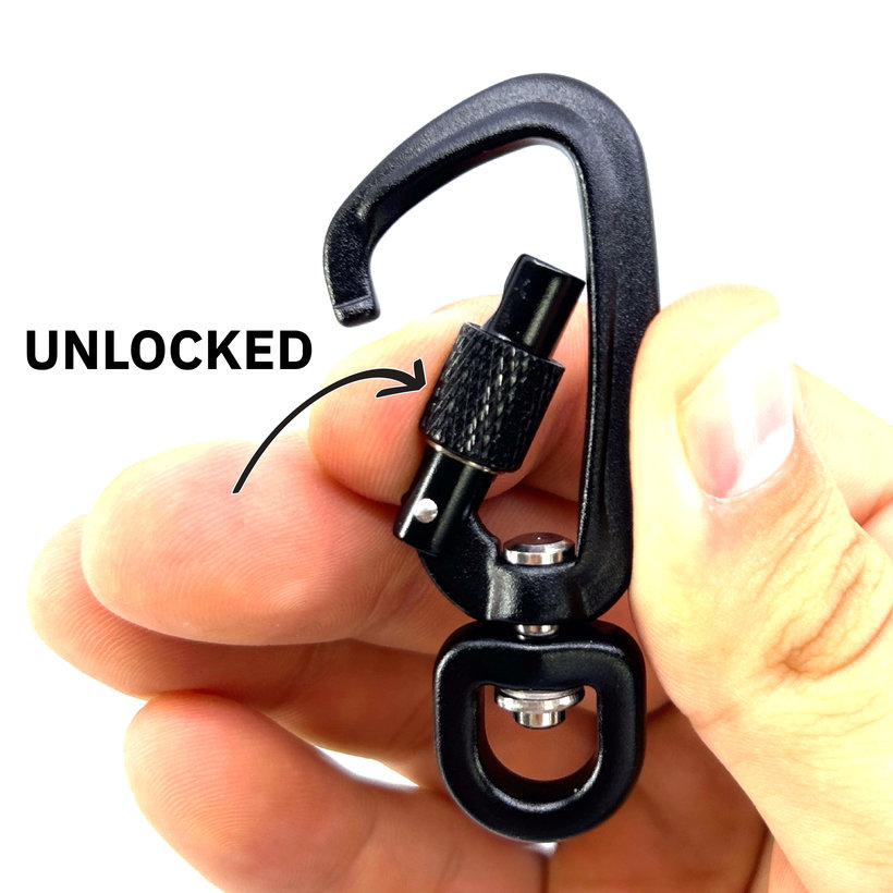 Hliníková karabína so skrutkou 66mm - čierna