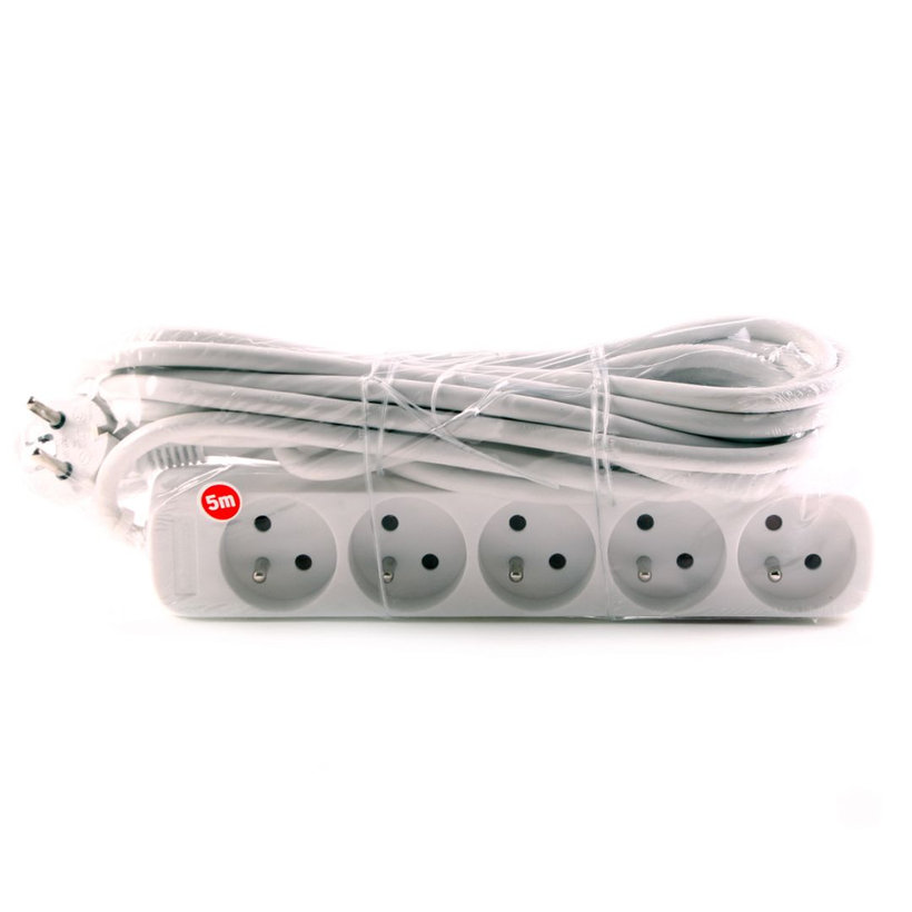 Predlžovací kábel 16A biely 5 zásuviek 5m 3G1,5