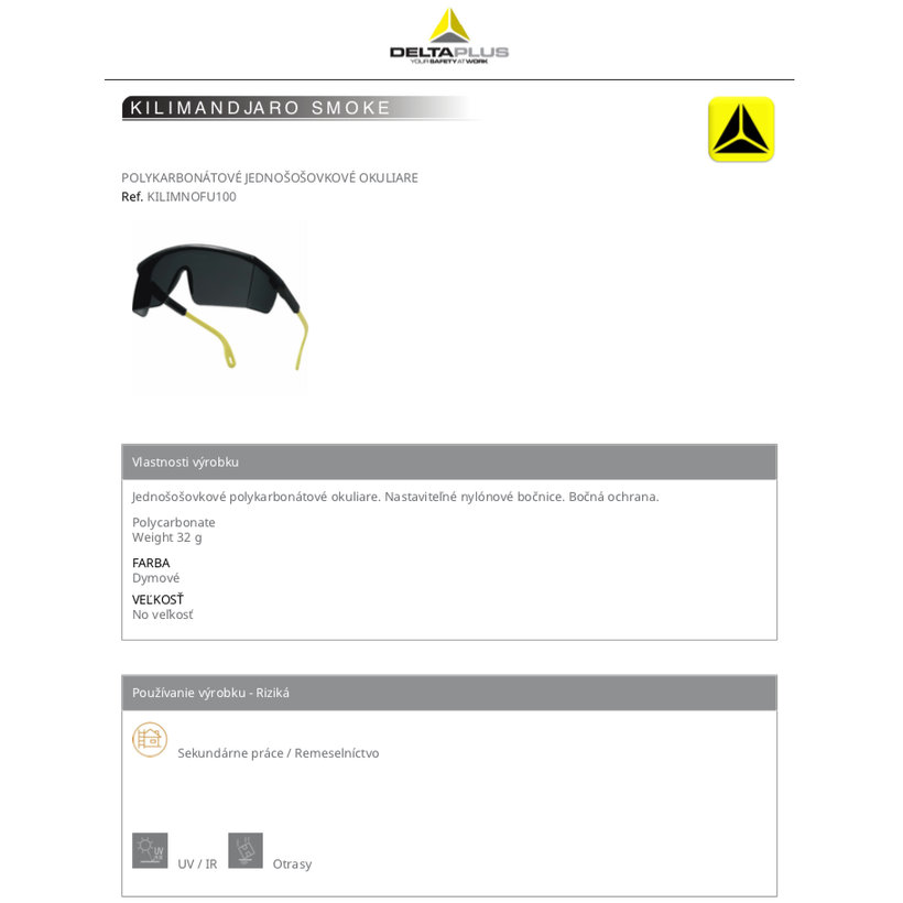 Pracovné okuliare KILIMANDJARO SMOKE