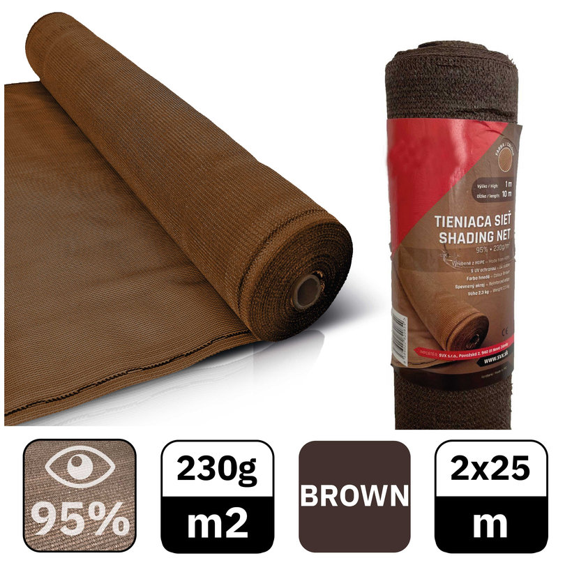 Tieniaca sieť hnedá 95% - dĺžka 25m - výška 2m