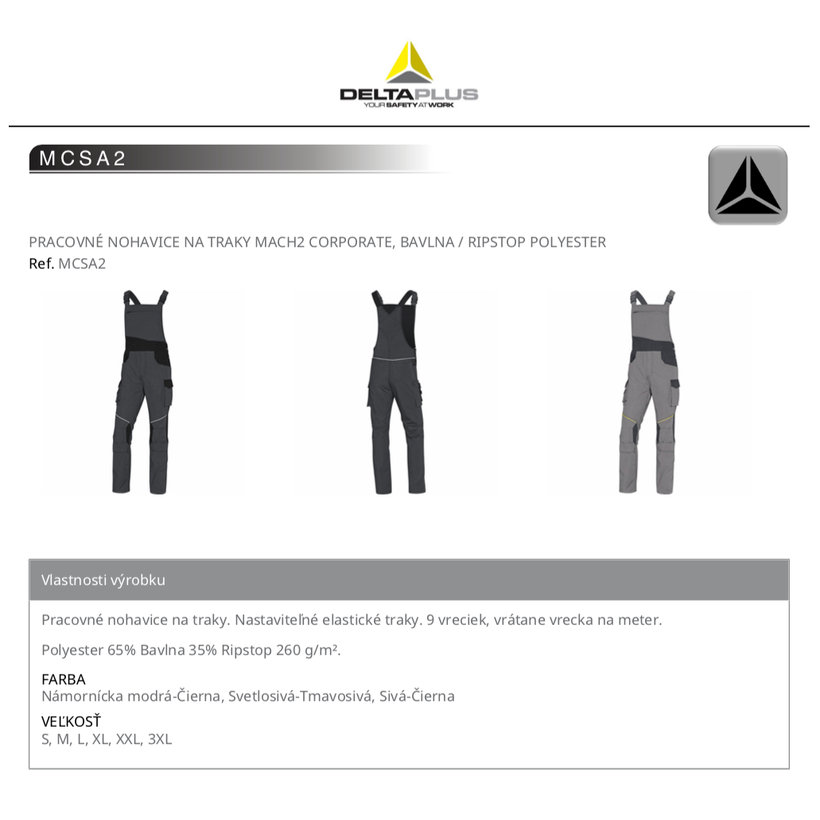 Pracovné monterky MACH2 CORPORATE svetlosivé XL