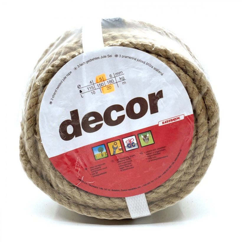 Jutové lano stáčané 20m 10mm
