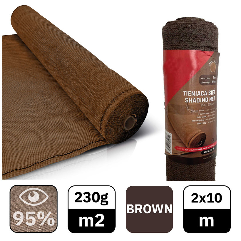 Tieniaca sieť hnedá 95% - dĺžka 10m - výška 2m