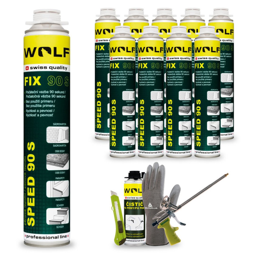 Montážne lepidlo (PUR) pištoľové -  FIX SPEED 90S - 10 ks MEGA PACK 750ml