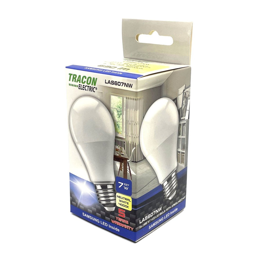 LED žiarovka guľa E27 7W - neutrálna - s chipom