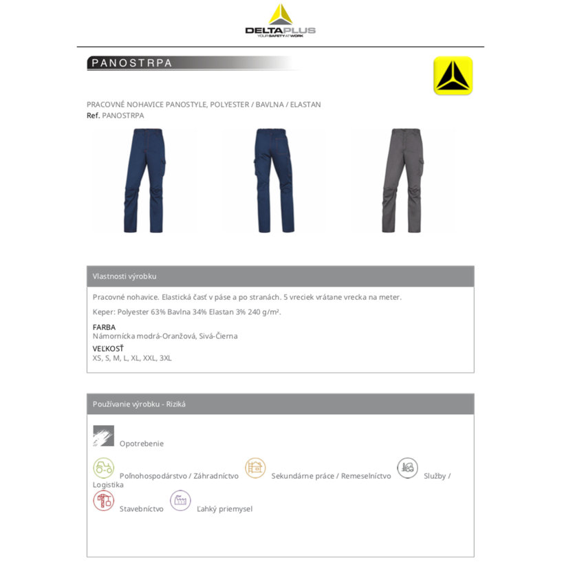 Pracovné nohavice PANOSTRPA sivé 3XL