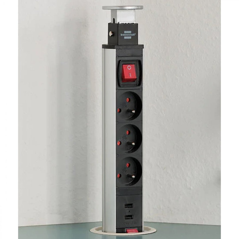 Inovatívna stolová zásuvka Tower Power s USB-nabíjačkou 2m