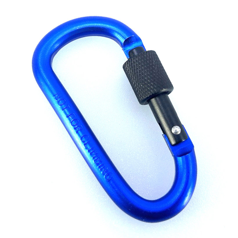 Hliníková karabína s poistkou - modrá