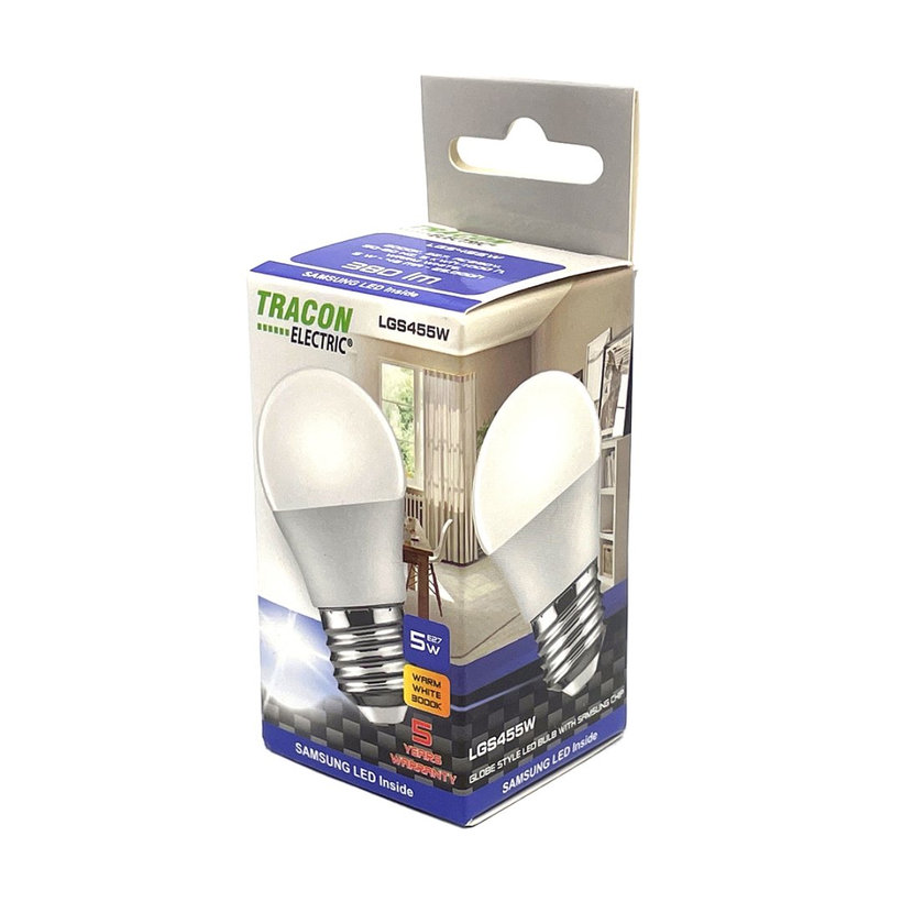 LED žiarovka guľa E27 5W - teplá - s chipom