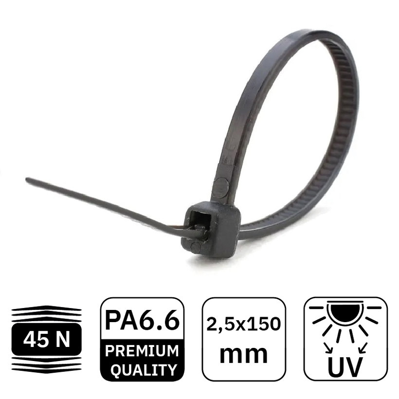 Sťahovacia páska čierna 2,5x150mm