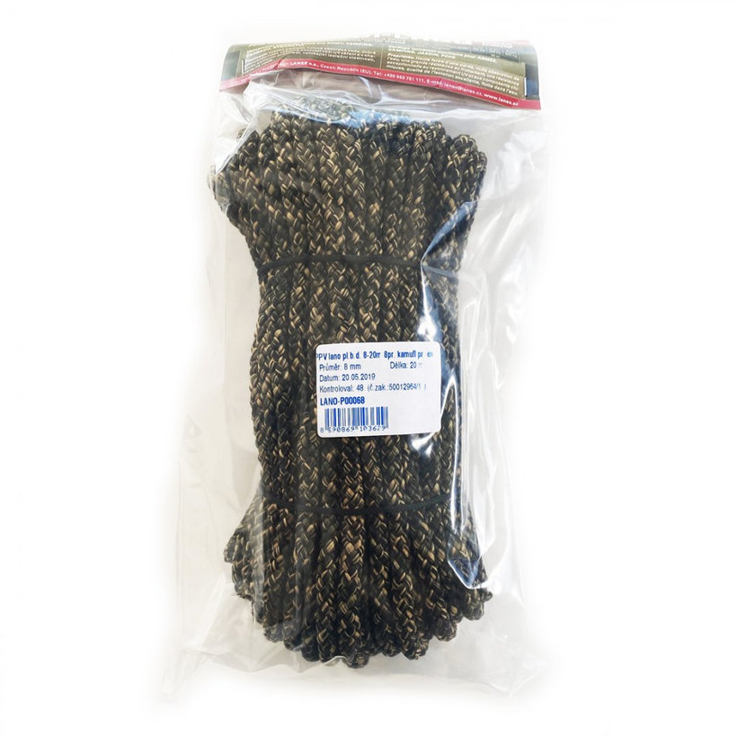 Polypropylénová šnúra pletená bez jadra CAMOUFLAGE 20m 8mm