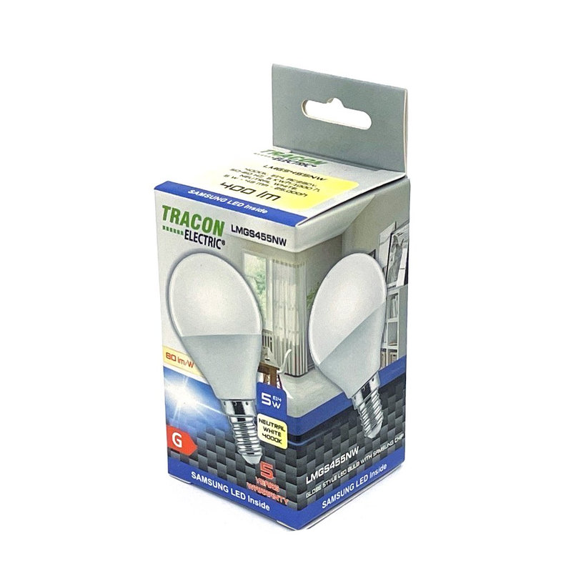 LED žiarovka guľa E14 5W - neutrálna - s chipom