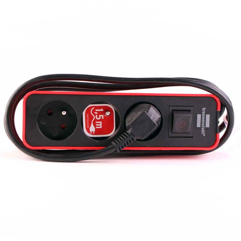 Predlžovací kábel Ecolor 3 zásuvky čierna/červená 1,5m